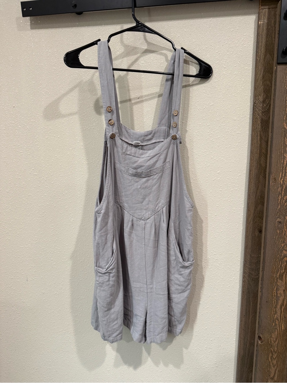 Light Gray Linen Blend Romper Overalls